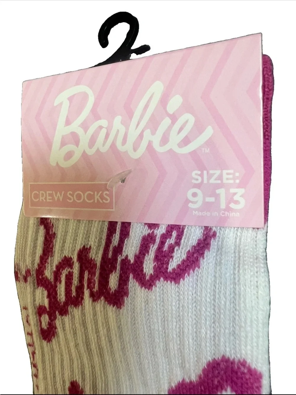 Barbie Crew Socks Pink and White Adult 9-13  Barbiecore Fun Novelty